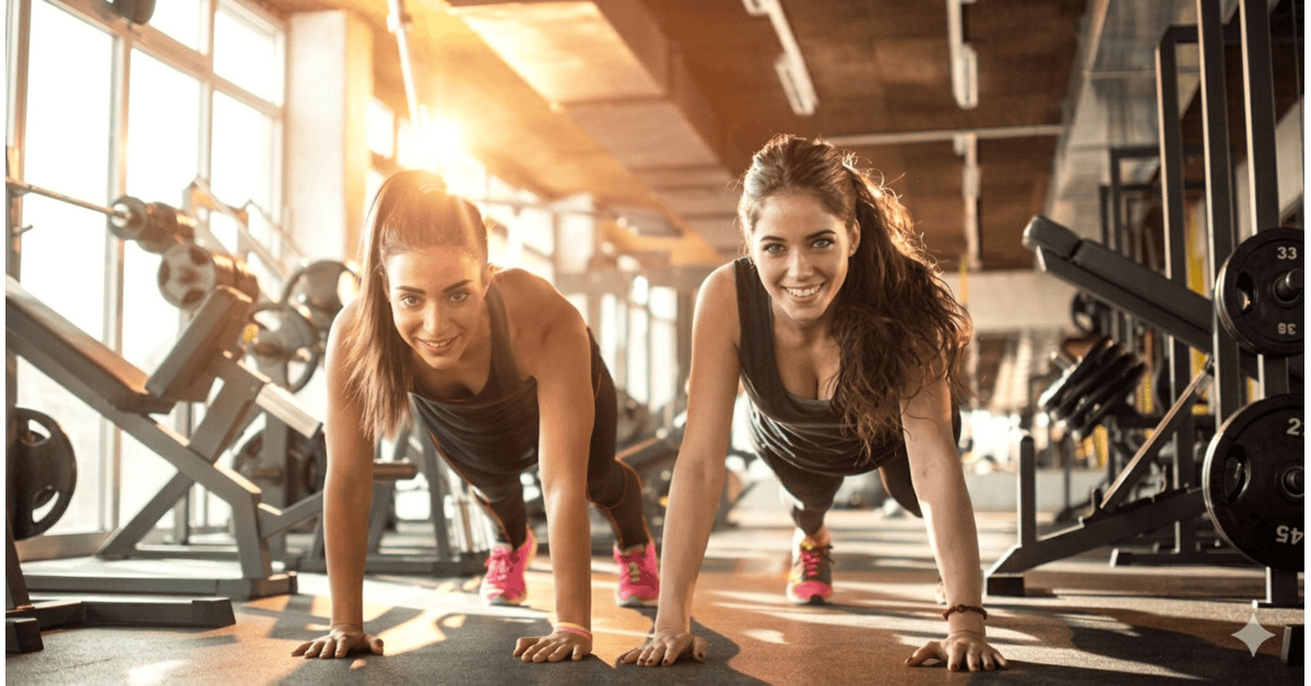 Girls exercising in gym to improve physical fitness